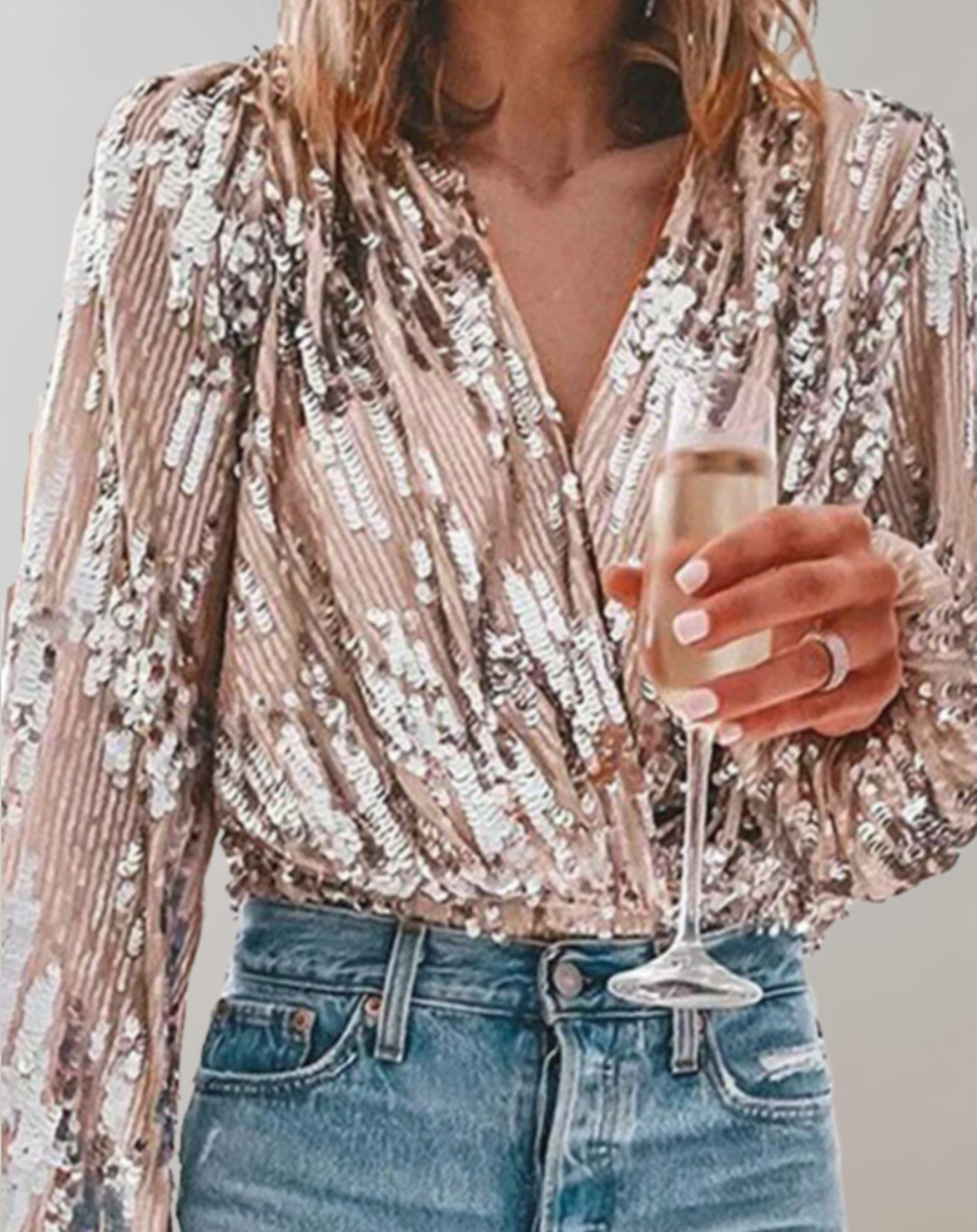 Stilla | Elegant Top Med Sølv Glitter Hot på udsalg
