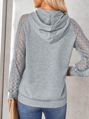 Stilla | Kvinders Hættetrøjer Modefuld Blonde Sammensætning Pullover Hættetrøje