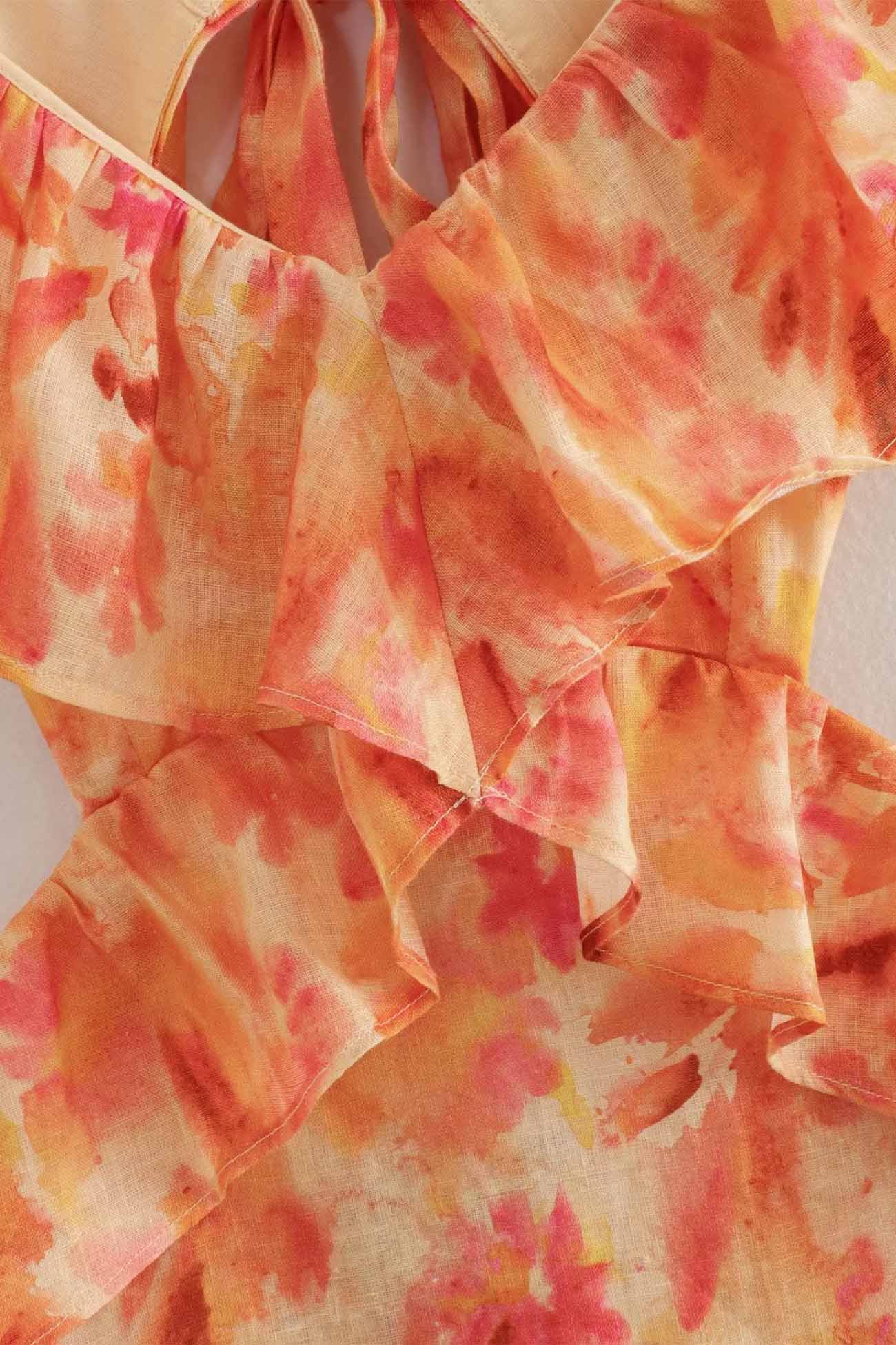 Stilla | Blomster Ruffle Kjole Udsalg