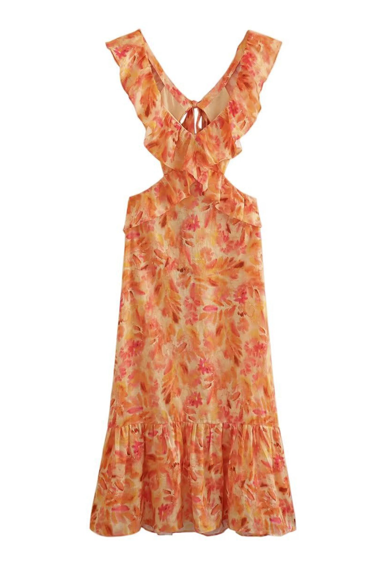 Stilla | Blomster Ruffle Kjole Udsalg