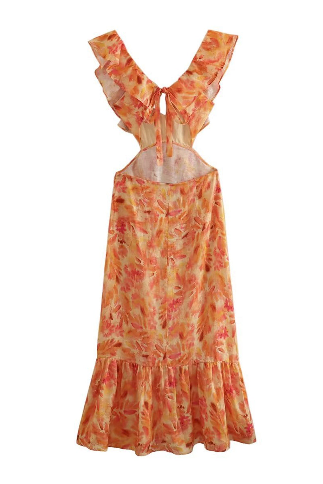 Stilla | Blomster Ruffle Kjole Udsalg