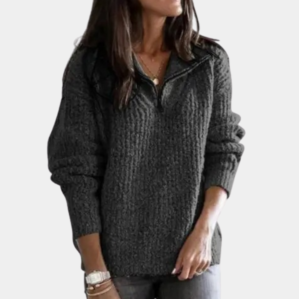 Stilla | Chic Comfort Sweater med halv lynlås til kvinder