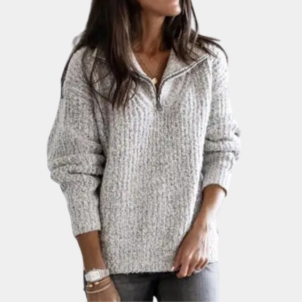 Stilla | Chic Comfort Sweater med halv lynlås til kvinder