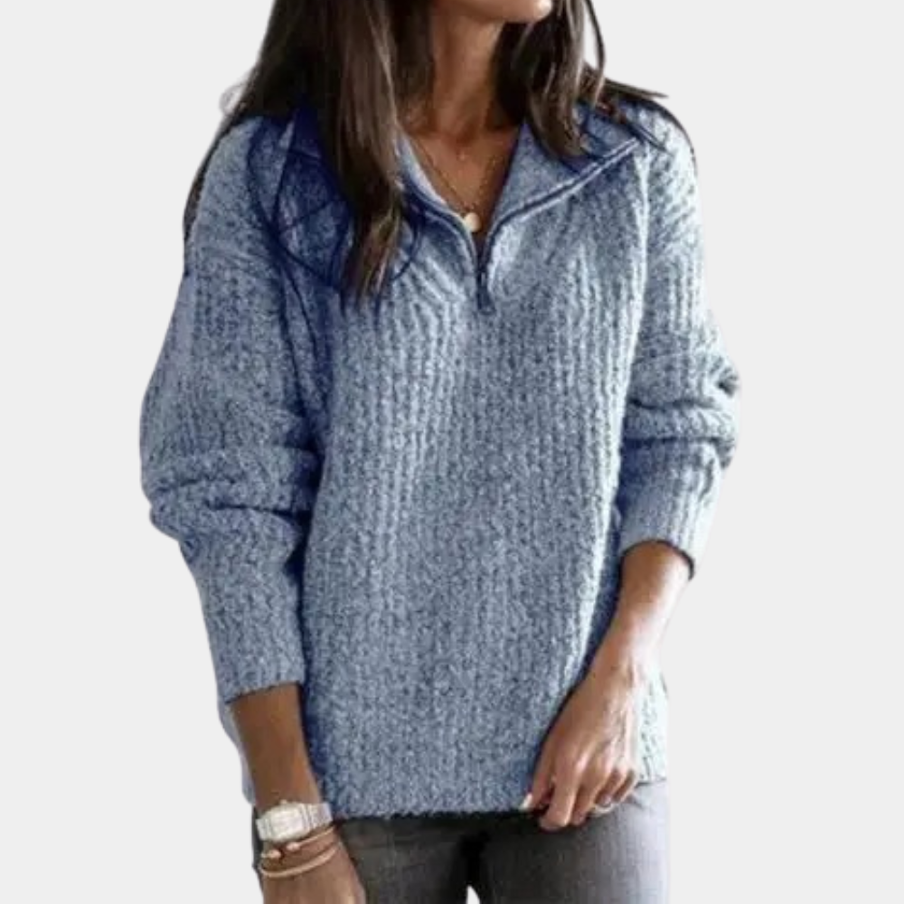 Stilla | Chic Comfort Sweater med halv lynlås til kvinder