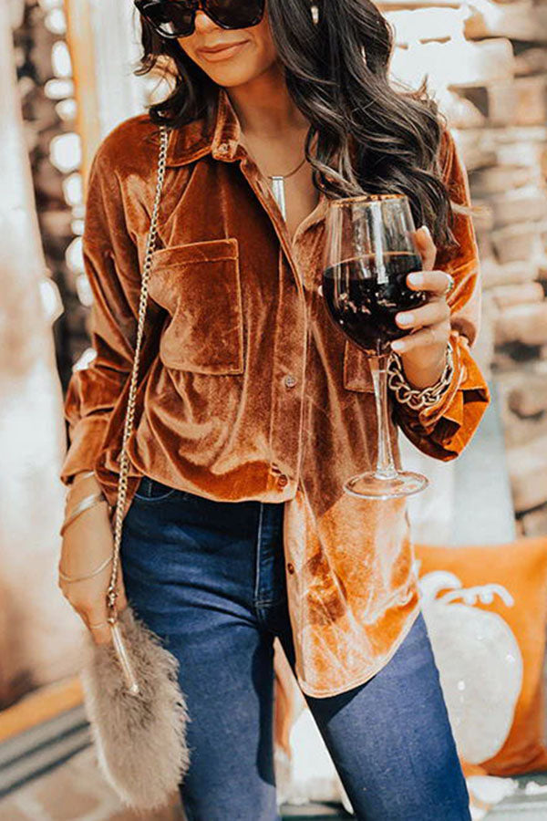 Stilla | Bluse Velvet Bluse Med Knaplukning Og Lommer Online salg