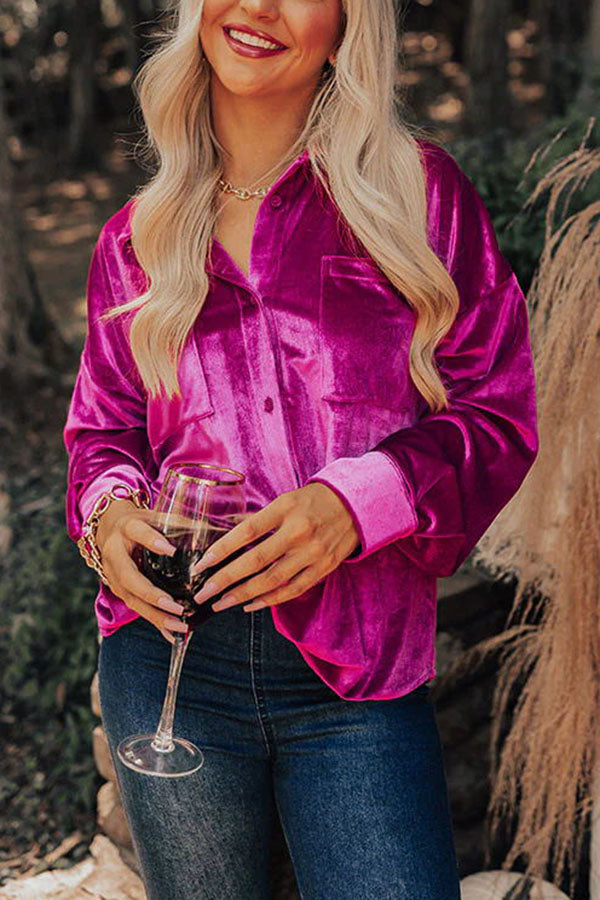 Stilla | Bluse Velvet Bluse Med Knaplukning Og Lommer Online salg