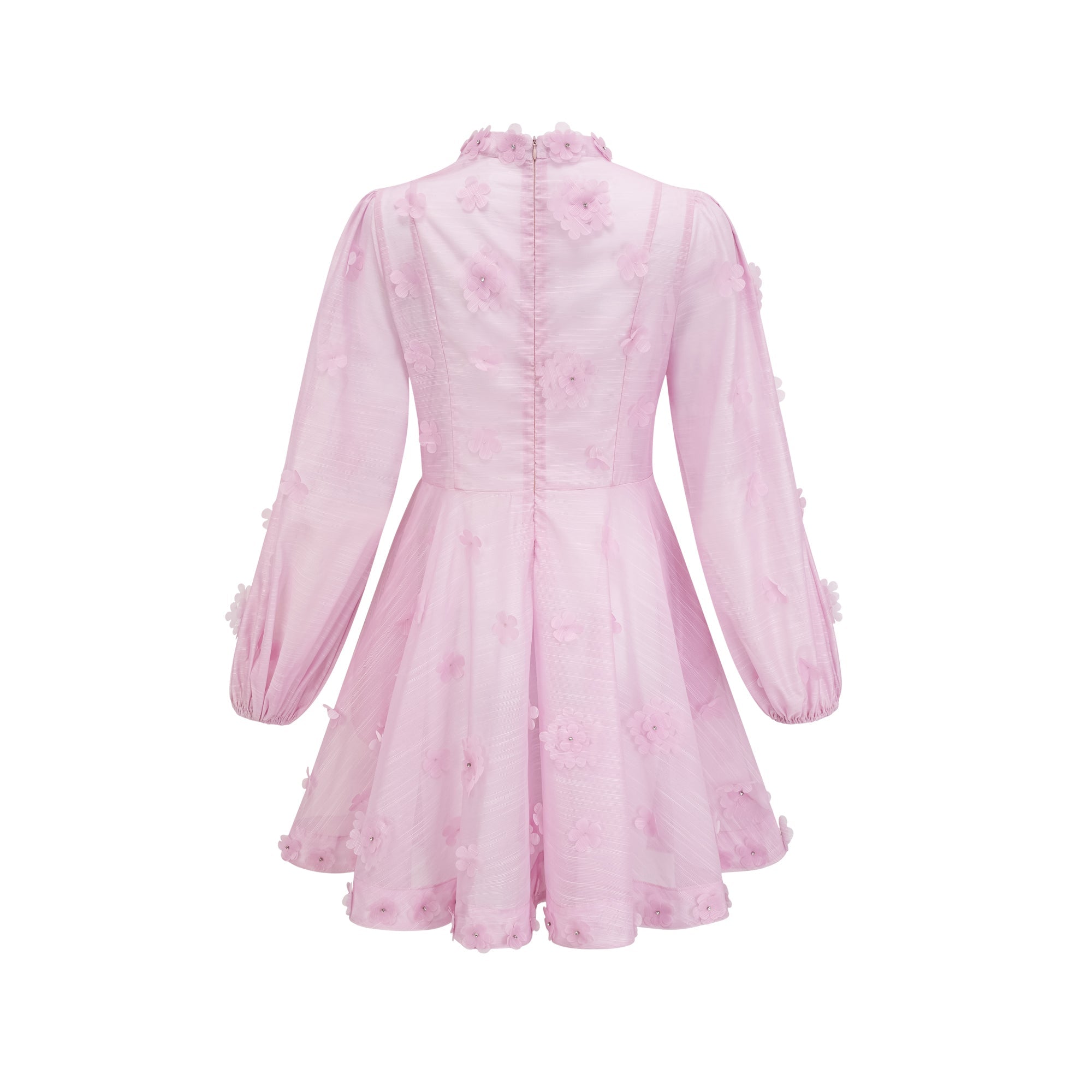 Stilla | Pink Floral Appliqué Mini Kjole Levere