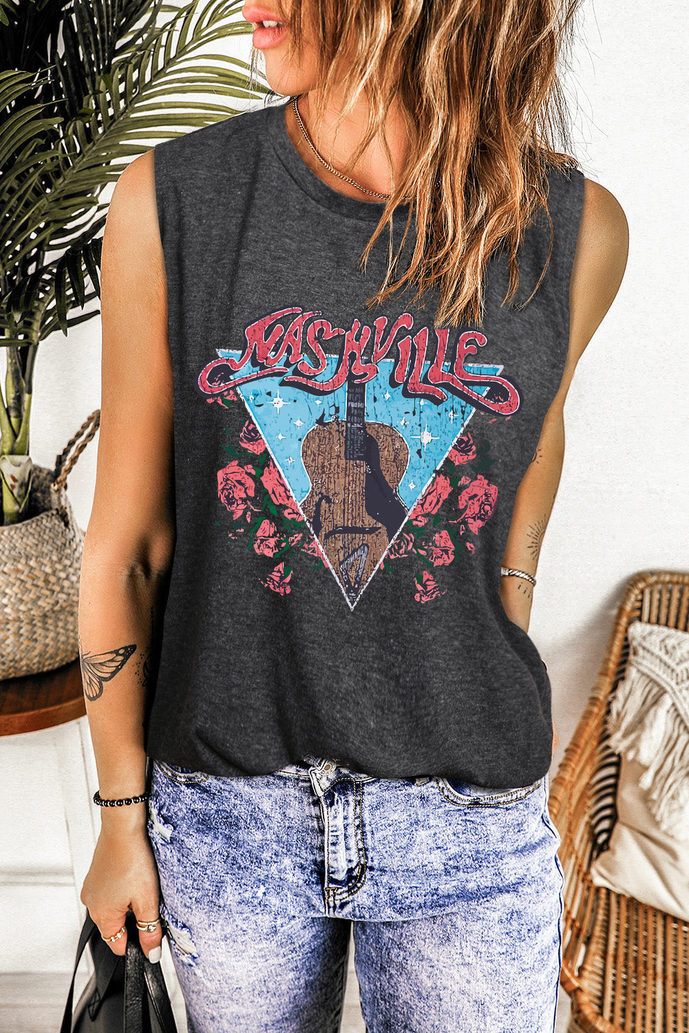 Stilla | NASHVILLE Grafik Rundhals Tanktop