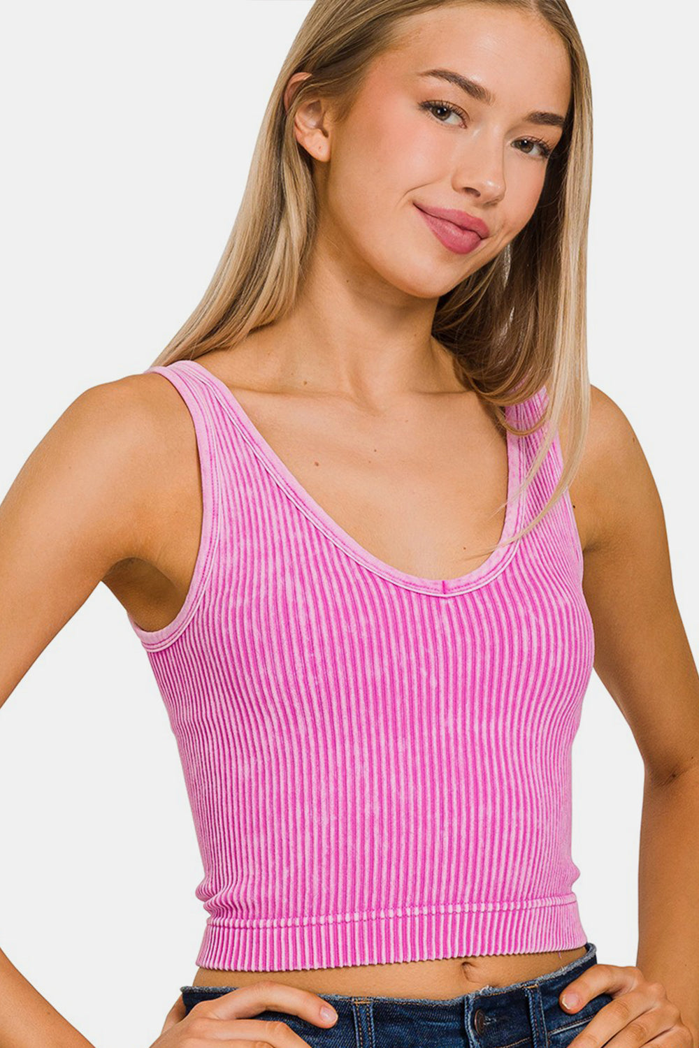 Stilla | Vasket Ribbet Korte Top