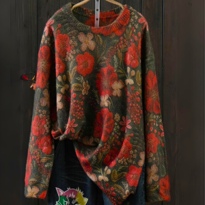 Stilla | Farverig Dame Blomsterpullover