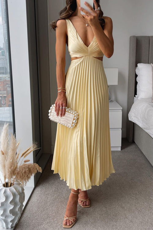 Stilla | Plisseret Plunge Midi Kjole Online salg
