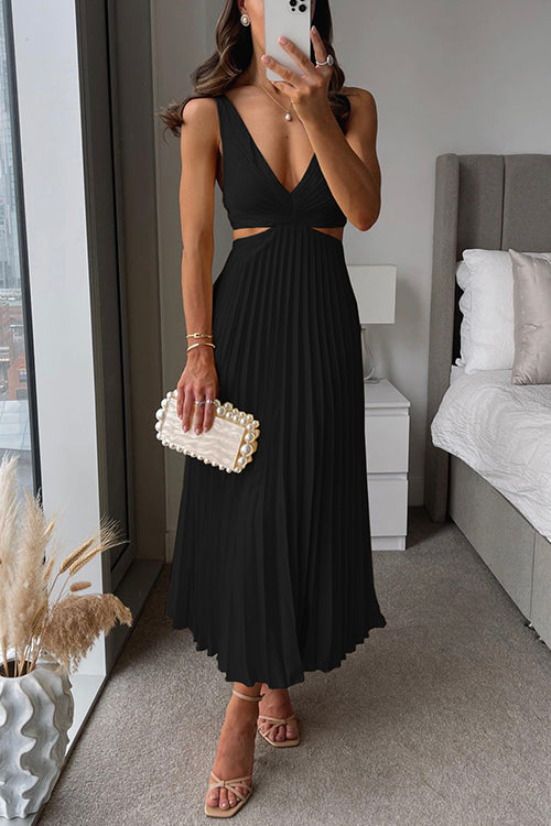 Stilla | Plisseret Plunge Midi Kjole Online salg