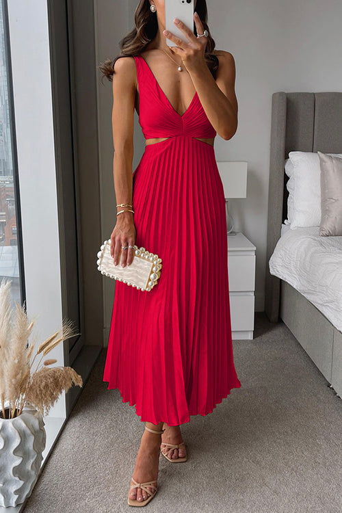 Stilla | Plisseret Plunge Midi Kjole Online salg