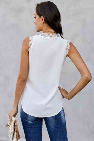 Stilla | Hals Blonde Trim Tank Top