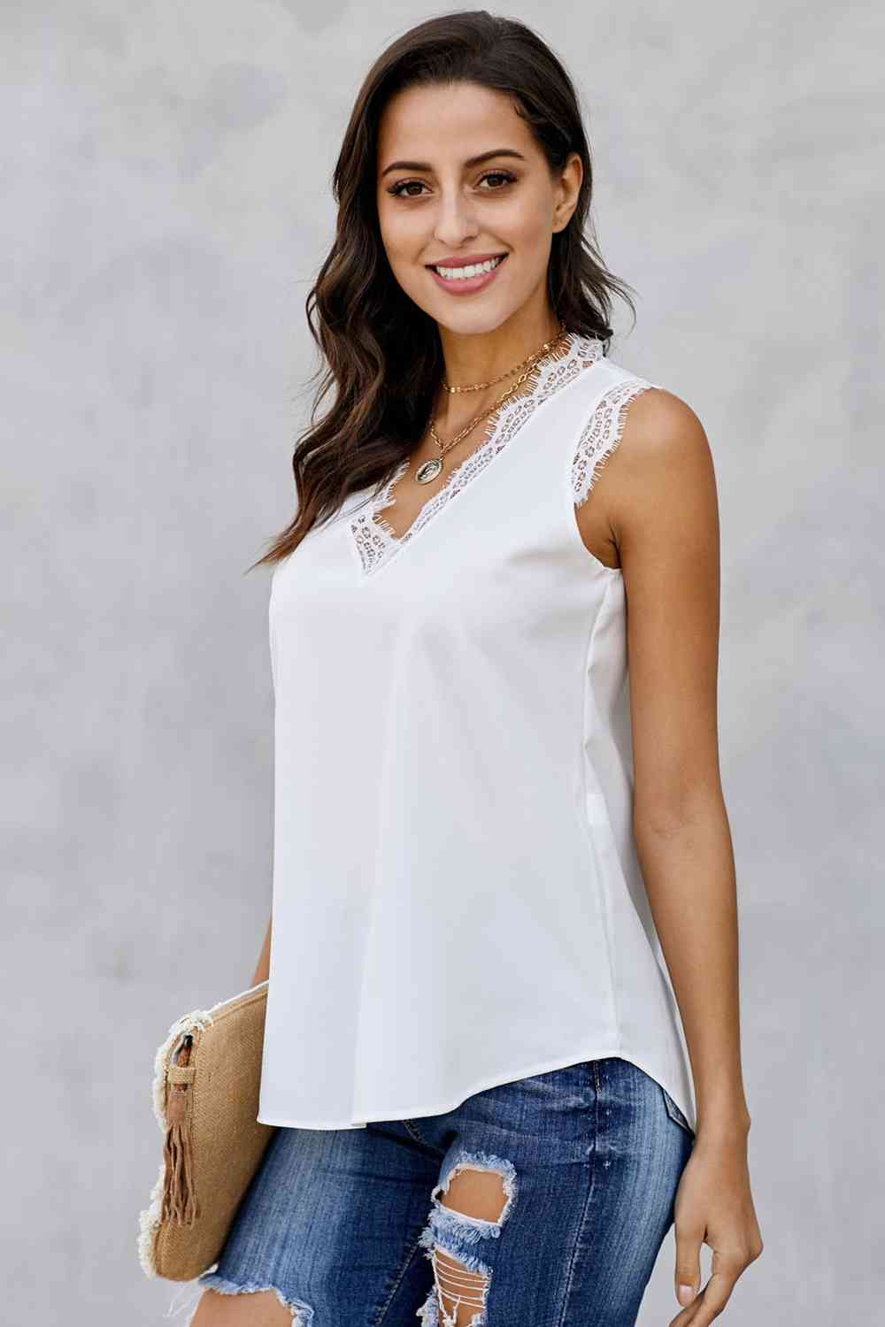 Stilla | Hals Blonde Trim Tank Top