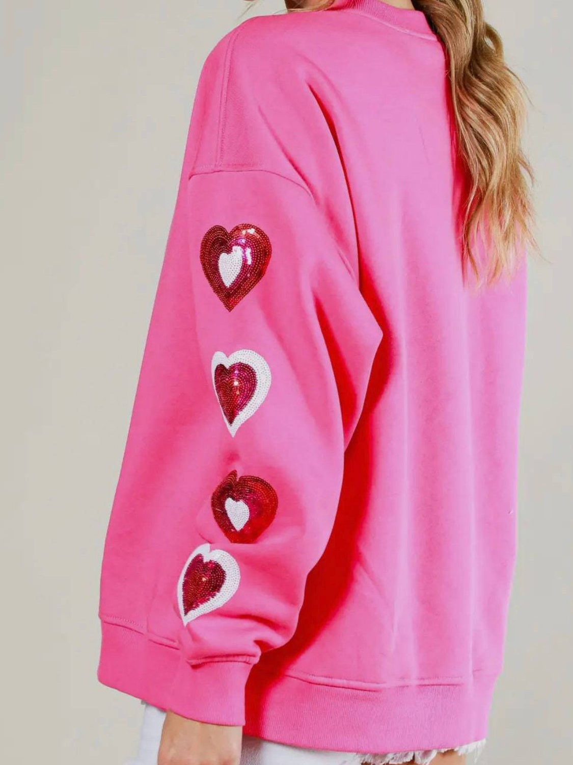 Stilla | Hjerte Rund Hals Faldet Skulder Sweatshirt