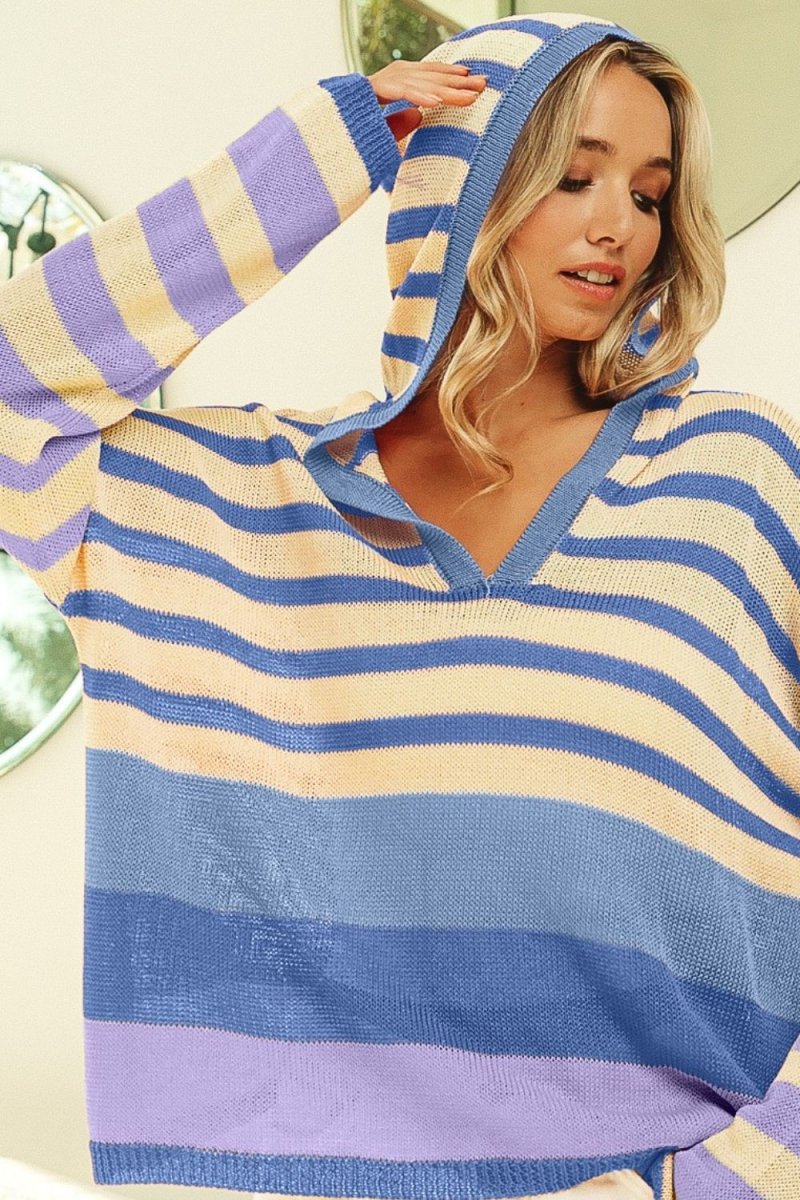 Stilla | Charm Striped, Colored Checked Hættetrøje