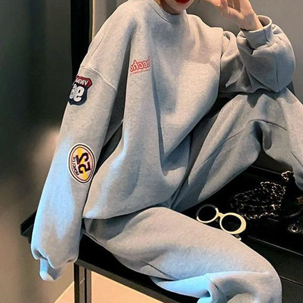 Stilla | Label Rundhalst-shirt Løs Sweatshirt Afslappet Sæt Online Hot Salg