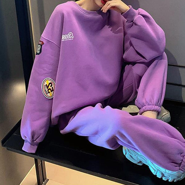 Stilla | Label Rundhalst-shirt Løs Sweatshirt Afslappet Sæt Online Hot Salg
