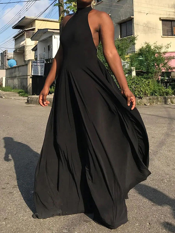Stilla | Kvinders Jumpsuits Halterneck Åben Ryg Bred Ben Jumpsuit Hot på udsalg