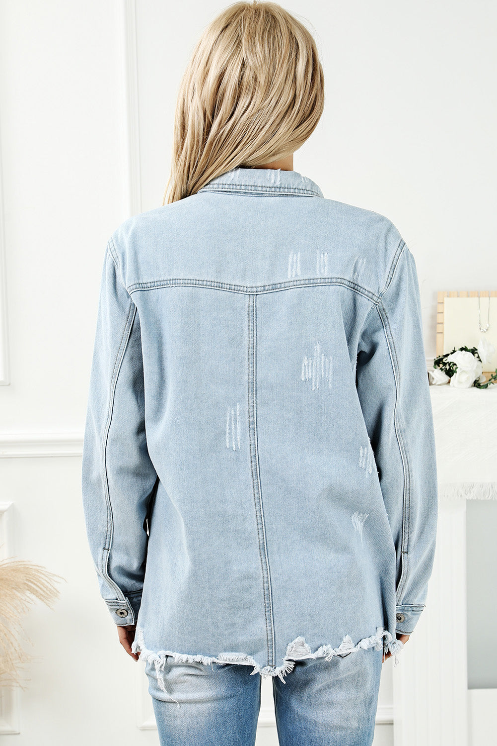 Stilla | Knap Op Frayed Hem Denim Jakke
