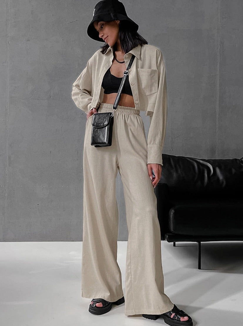 Stilla | Lækkert Outfit Med Langærmet Bukser Fashionable Krølledesign