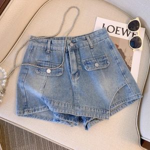 Stilla | Plus Size L 4xl Denim Shorts Til Kvinder Høj Talje Mode Sommer Jean Bukser High Street Y2k Tøj Udsalg