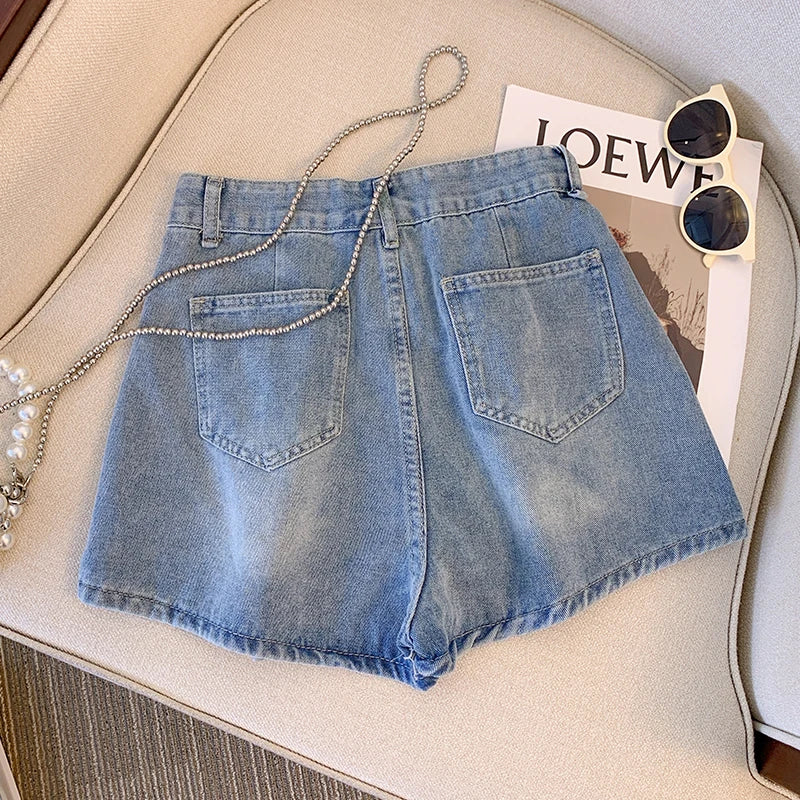 Stilla | Plus Size L 4xl Denim Shorts Til Kvinder Høj Talje Mode Sommer Jean Bukser High Street Y2k Tøj Udsalg