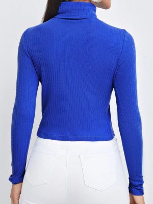 Stilla | Kvinder T-shirts Ensfarvet Turtleneck Langærmet T-shirt