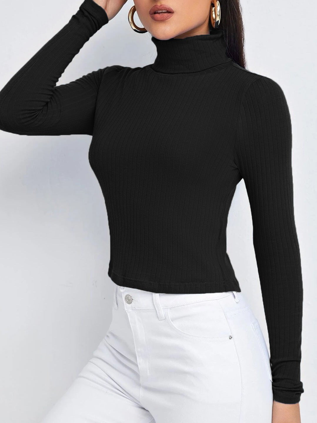 Stilla | Kvinder T-shirts Ensfarvet Turtleneck Langærmet T-shirt