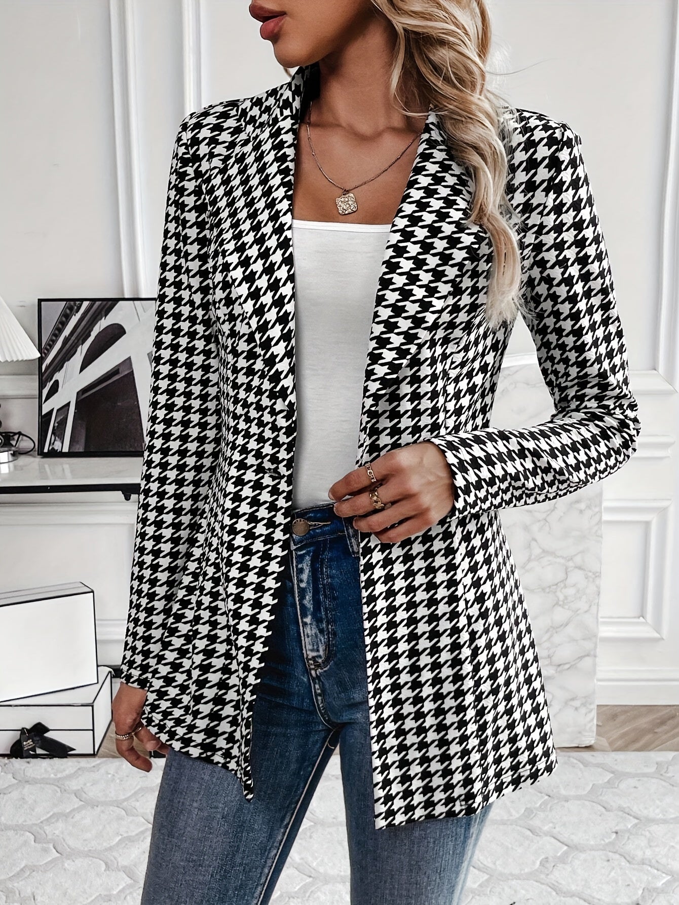 Stilla | Lang Blazer Til Kvinder Med Tern