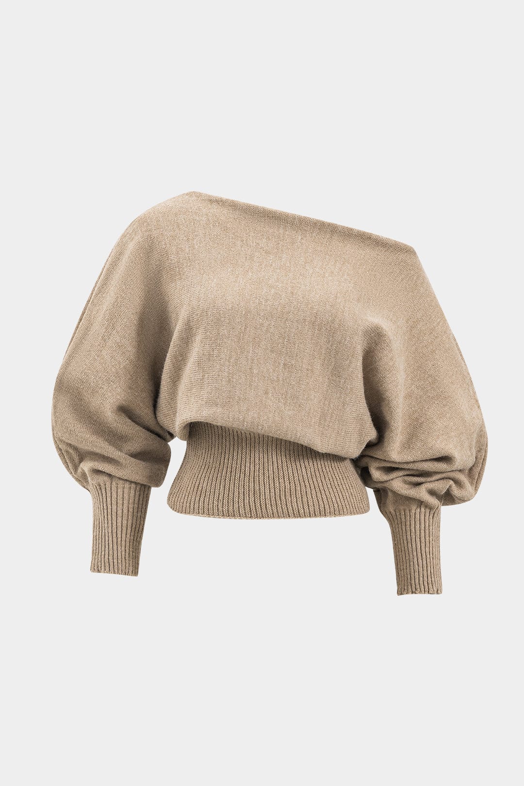 Stilla | Stilfuld Strik to Dels Sæt Med One Shoulder Trøje & Højtaljede Shorts