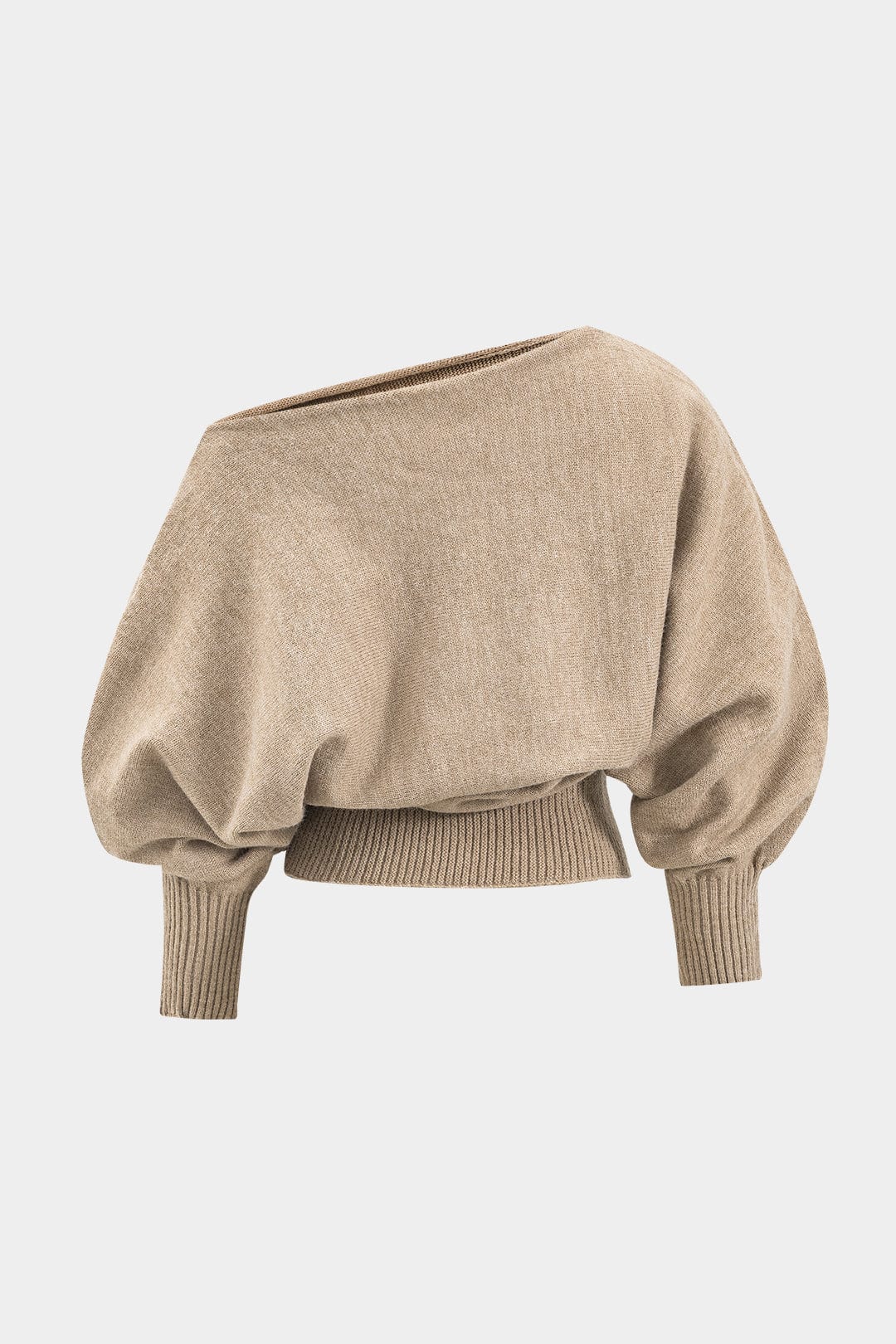 Stilla | Stilfuld Strik to Dels Sæt Med One Shoulder Trøje & Højtaljede Shorts