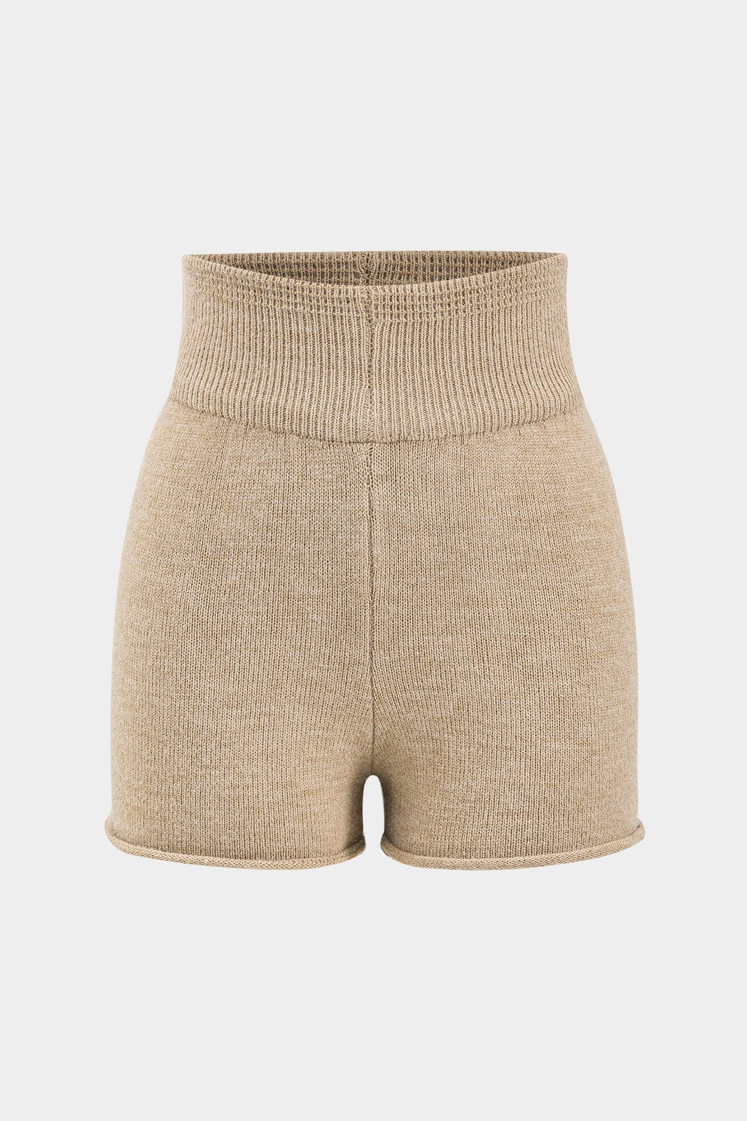 Stilla | Stilfuld Strik to Dels Sæt Med One Shoulder Trøje & Højtaljede Shorts
