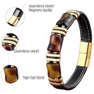 Stilla | Tigerøje Natursten Læderarmbånd
