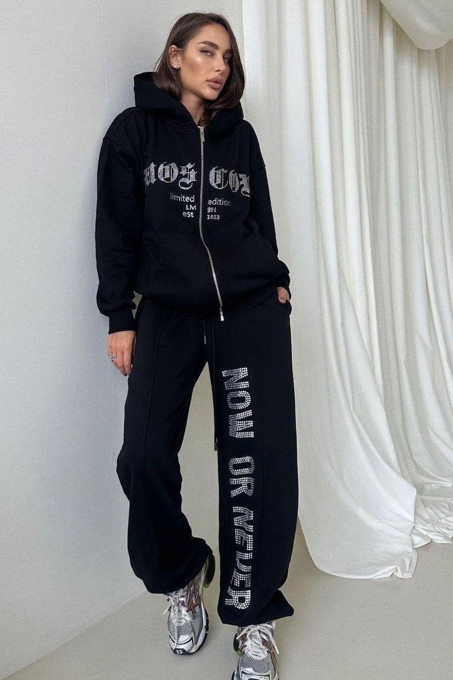 Stilla | Diamond Zipper Hoodie Sæt