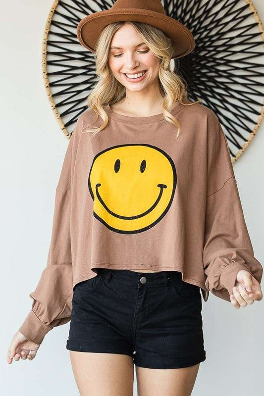 Stilla | Ansigt Langærmet Crop Top