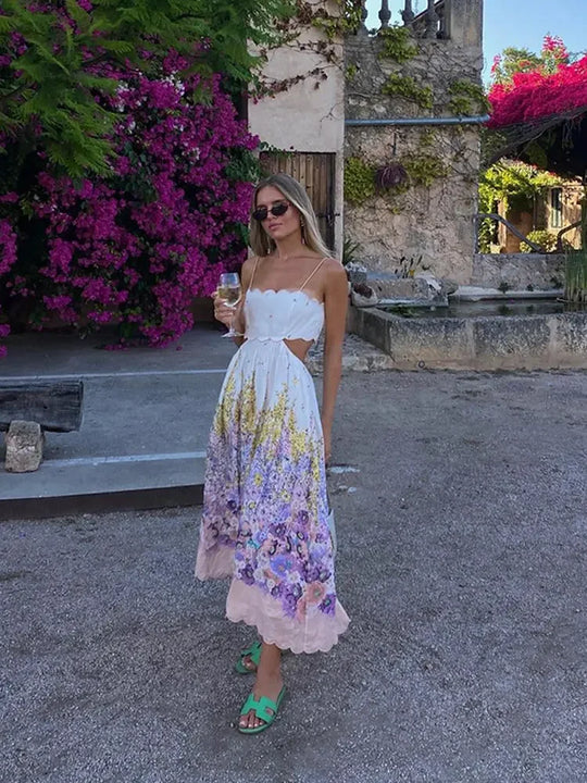 Stilla | Elegant Blomsterkjole Med Udsnit Bagpå på udsalg