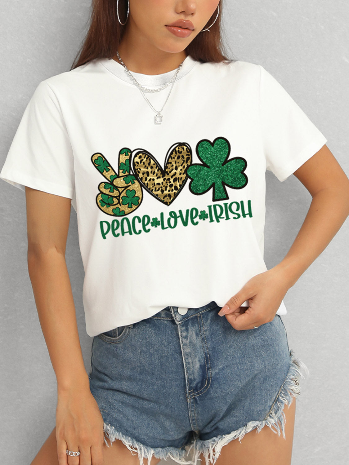 Stilla | Love Irish Rund Hals Kort Ærme T-shirt Rabat