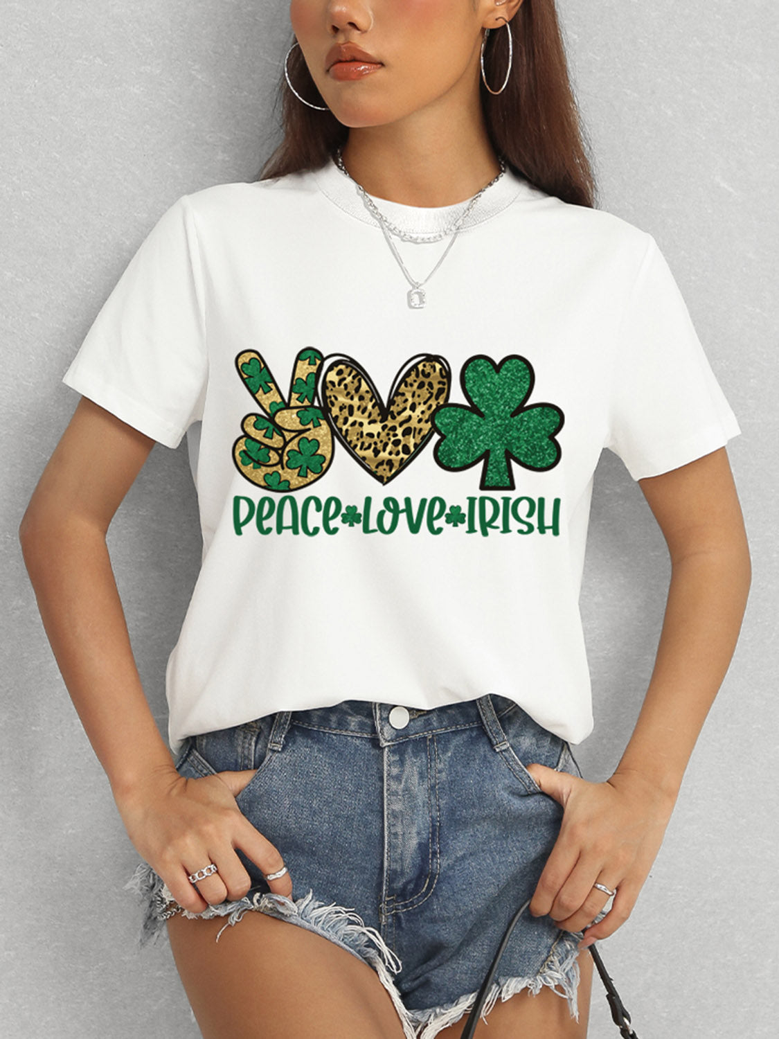 Stilla | Love Irish Rund Hals Kort Ærme T-shirt Rabat