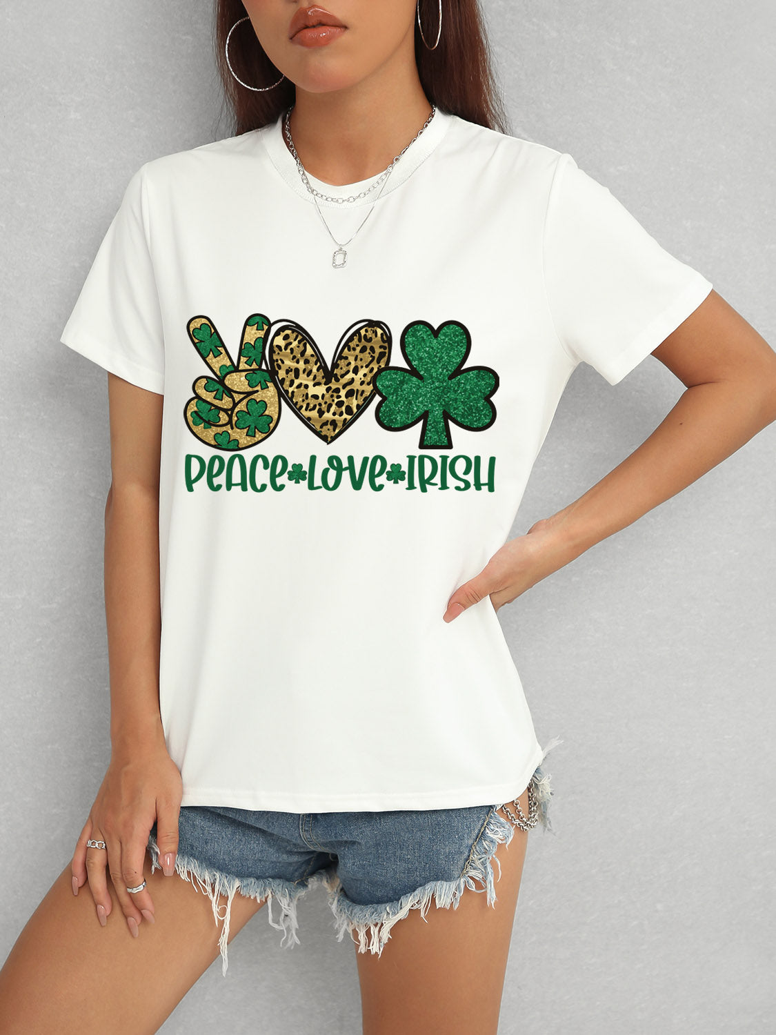 Stilla | Love Irish Rund Hals Kort Ærme T-shirt Rabat