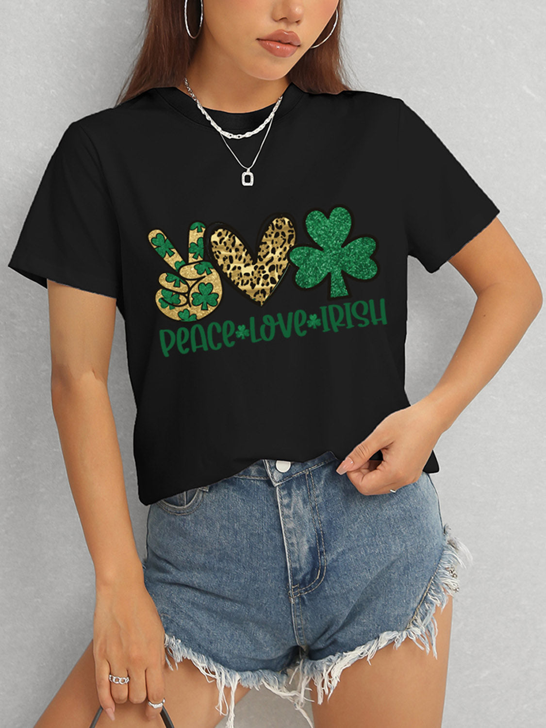 Stilla | Love Irish Rund Hals Kort Ærme T-shirt Rabat