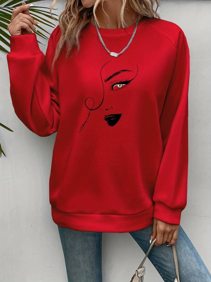 Stilla | Ansigt Trykt Sweatshirt Rabat