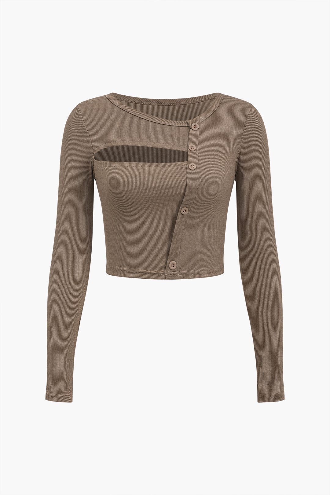 Stilla | Asymmetrisk Langærmet Top Med Cut Out & Knapdetaljer Hot på udsalg