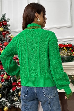 Stilla | Strik Raffineret Mock Hals Lantern Ærme Sweater