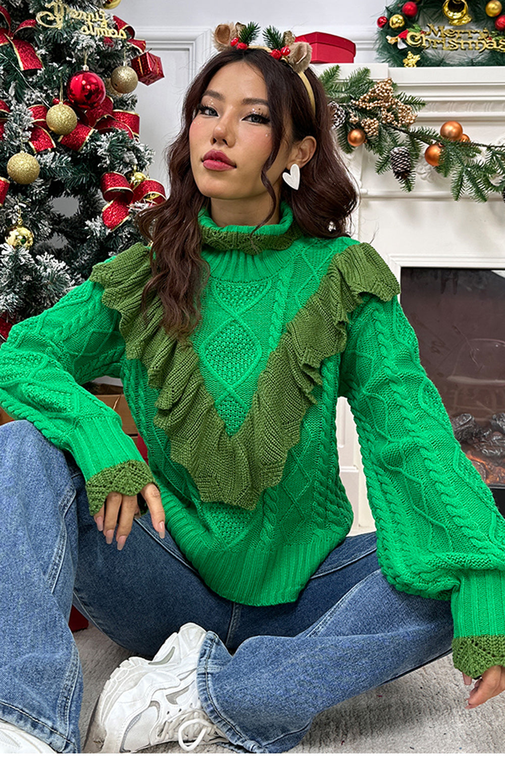 Stilla | Strik Raffineret Mock Hals Lantern Ærme Sweater