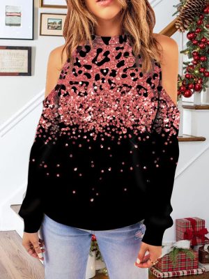Stilla | Kvinders Hættetrøjer Gradient Off Shoulder Langærmet Sweatshirt