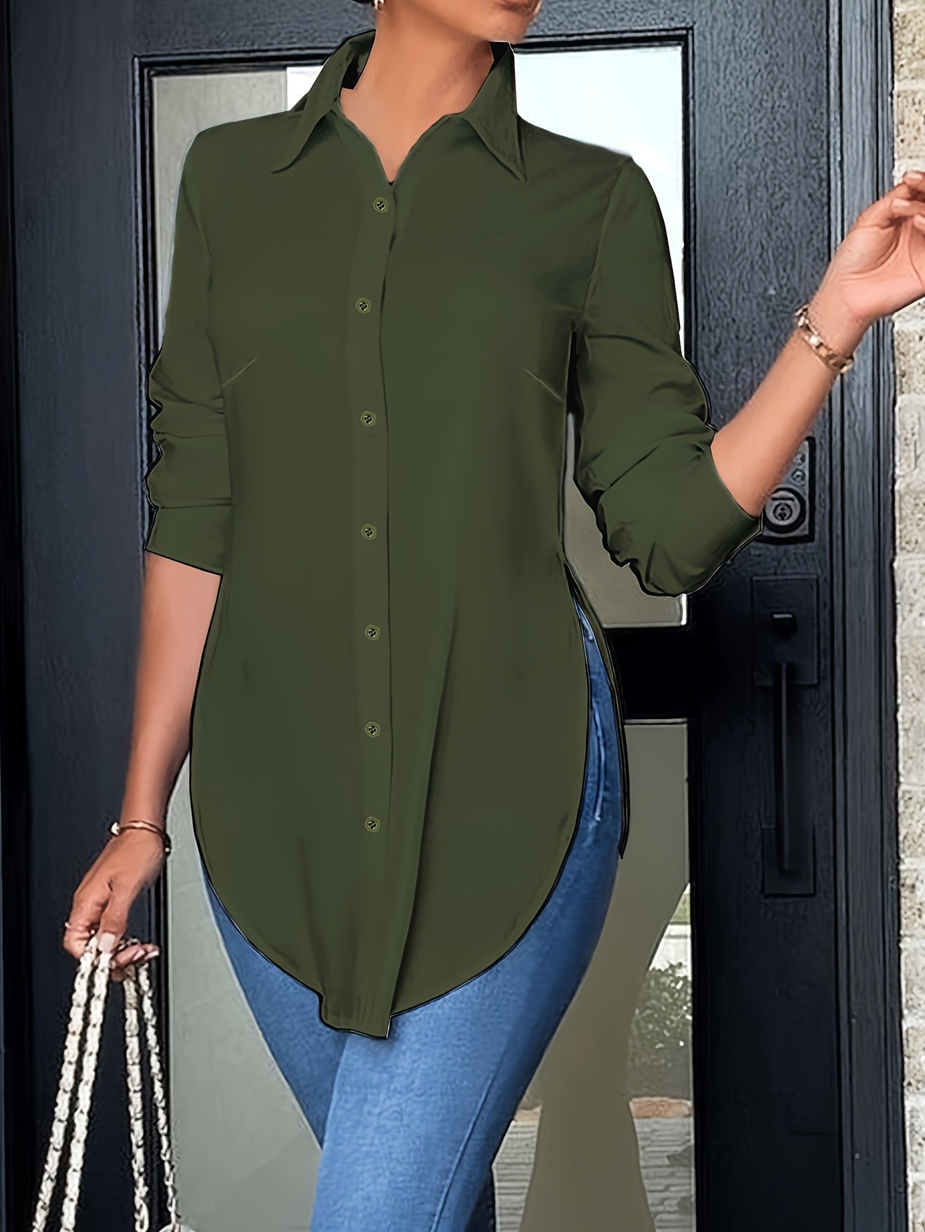 Stilla | Bluse Split Knap Skjorte Levere