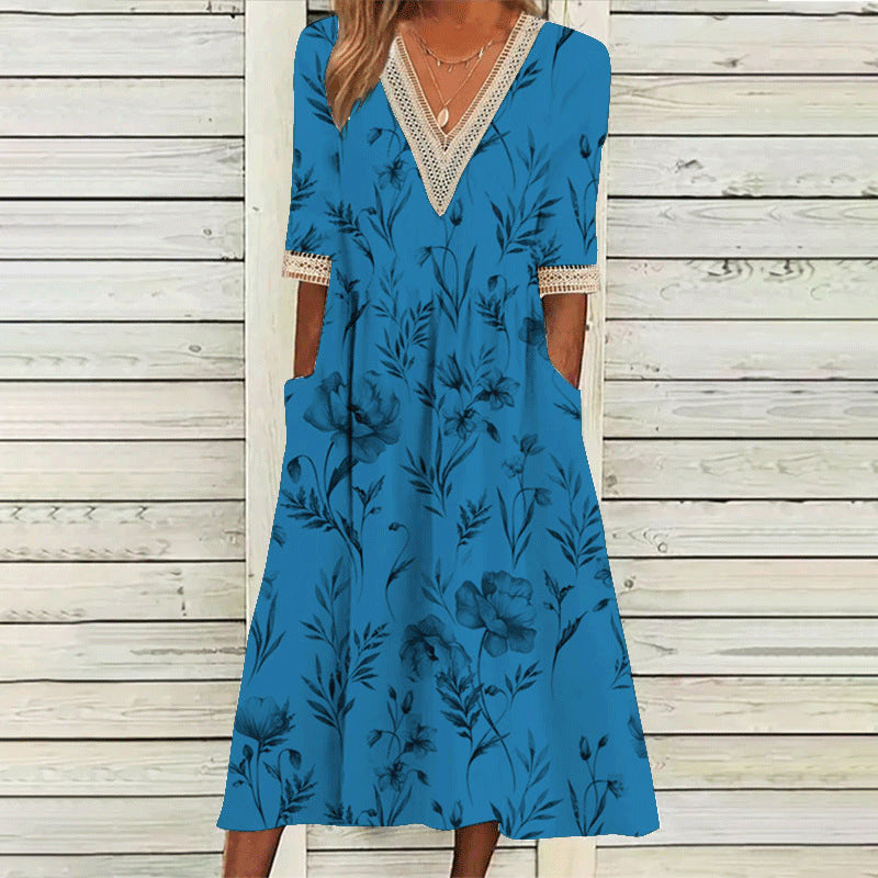 stilla-elegant-print-v-hals-blonde-tre-vendt-kvart-aerme-kjole_2.jpg Stilla | Elegant Print V-hals Blonde Tre-vendt kvart Ærme Kjole Mode