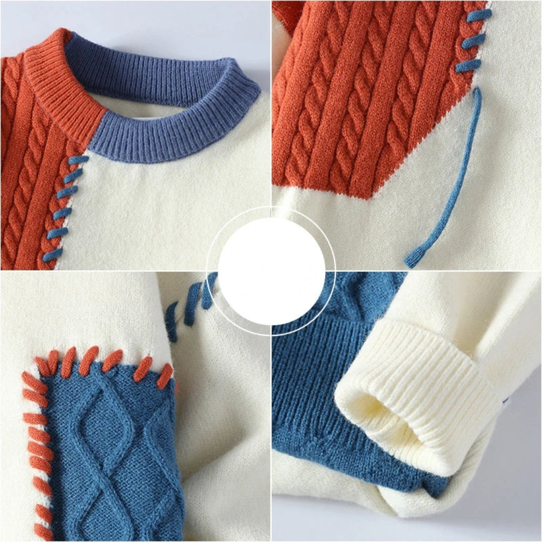 Stilla | Pullover Patchwork Af Højkvalitets Strikvarer For Maksimal Komfort Udsalg